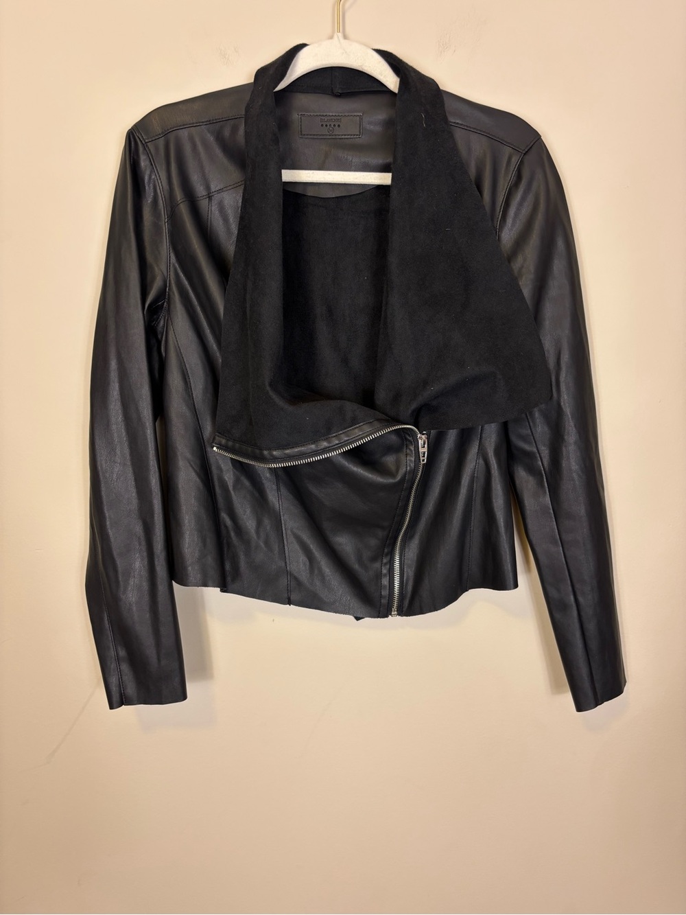 Blank NYC Black Faux Leather Asymmetrical Zip Jacket Medium